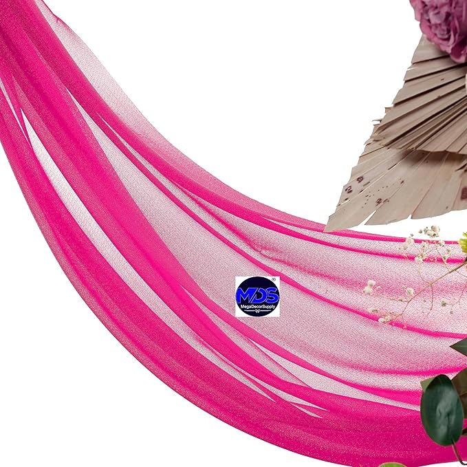 MDS Halloween Chiffon Draping Fabric - 1 Panel, 30" Wide x 20ft Long - Sheer Spooky Arbor & Canopy Drapery for Haunted House Backdrops, Party Ceilings, DIY Costumes & Themed Events - Hot Pink