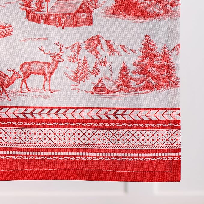 Maison d' Hermine Table Runner 100% Cotton Single Layer Table Runners 108 inches Long for Thanksgiving Christmas Decorations Home Kitchen Dining Party Wedding (Winter Jouy, 14.5" x 108")