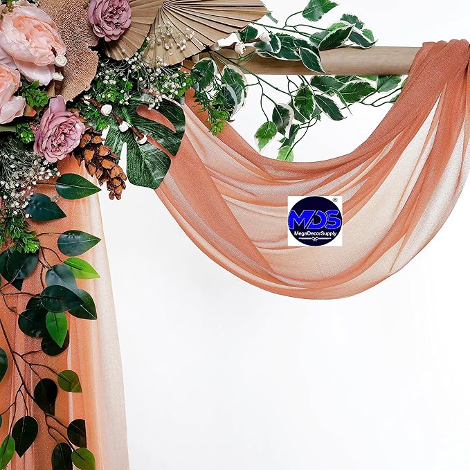 MDS Halloween Chiffon Draping Fabric - 1 Panel, 30" Wide x 30ft Long - Sheer Spooky Arbor & Canopy Drapery for Haunted House Backdrops, Party Ceilings, DIY Costumes & Themed Events - Coral Peach