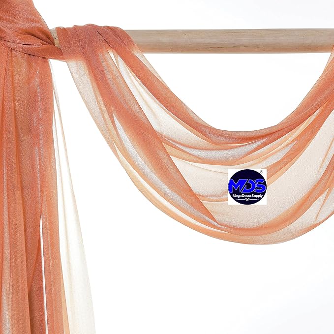 MDS Halloween Chiffon Draping Fabric - 2 Panel, 30" Wide x 20ft Long - Sheer Spooky Arbor & Canopy Drapery for Haunted House Backdrops, Party Ceilings, DIY Costumes & Themed Events - Coral Peach