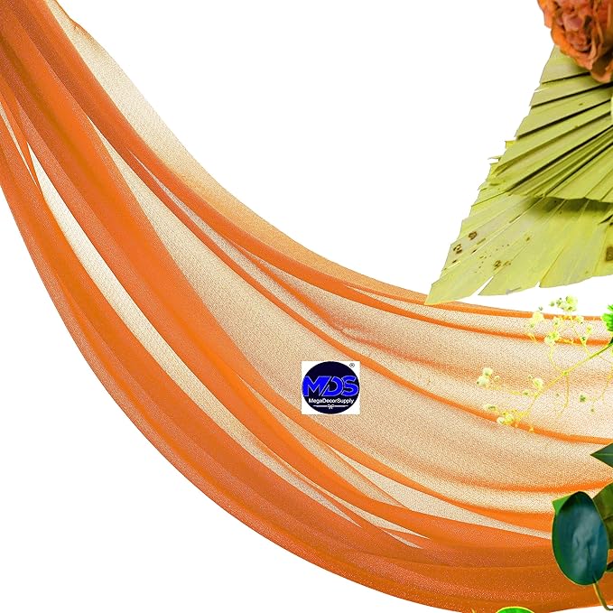MDS Halloween Chiffon Draping Fabric - 1 Panel, 30" Wide x 20ft Long - Sheer Spooky Arbor & Canopy Drapery for Haunted House Backdrops, Party Ceilings, DIY Costumes & Themed Events - Orange