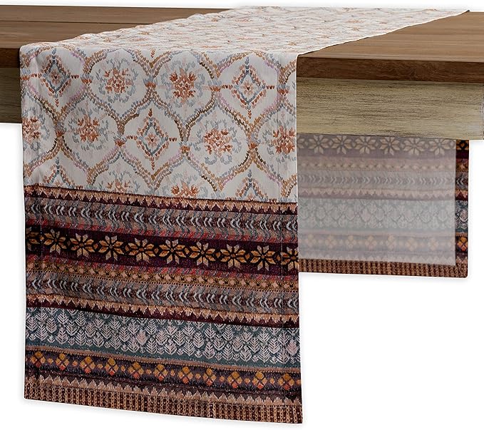 Maison d' Hermine Table Runner 100% Cotton Single Layer Table Runners 90 inches Long for Thanksgiving Christmas Decorations Home Kitchen Dining Party Wedding (Fair Isle, 14.5" x 90")