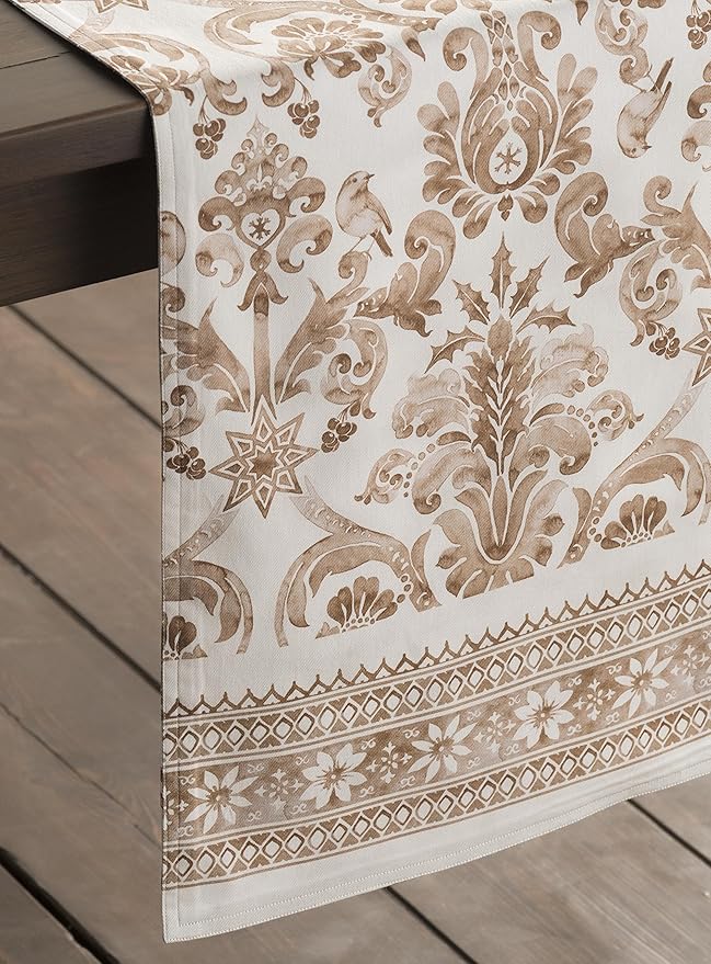 Maison d' Hermine Table Runner 100% Cotton Single Layer Table Runners 48 inches Long for Thanksgiving Christmas Decorations Home Kitchen Dining Party Wedding (Allure, 14.5" x 48")