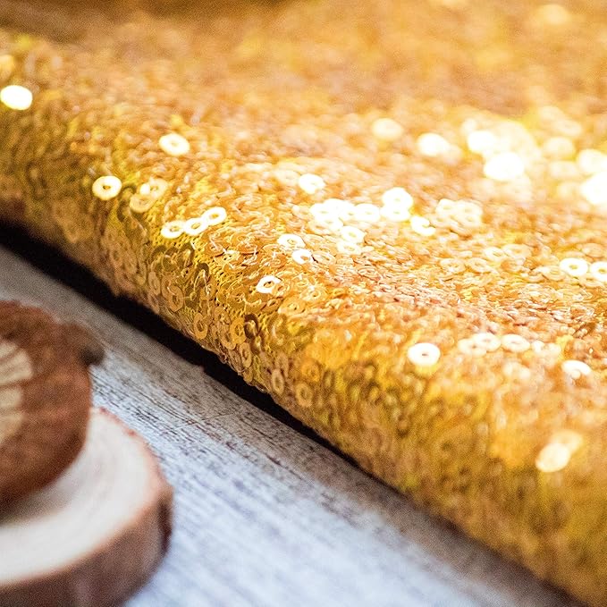 JYFLZQ Gold Sequin Backdrop Curtains 4ft x 8ft 2 Panel Glitter Photo Booth Backdrops Sparkly Photography Background Drapes for Parties Wedding Bridal Showers