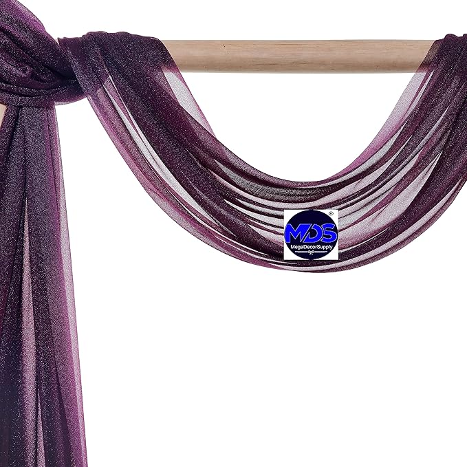 MDS Halloween Chiffon Draping Fabric - 2 Panel, 30" Wide x 75ft Long - Sheer Spooky Arbor & Canopy Drapery for Haunted House Backdrops, Party Ceilings, DIY Costumes & Themed Events - Eggplant