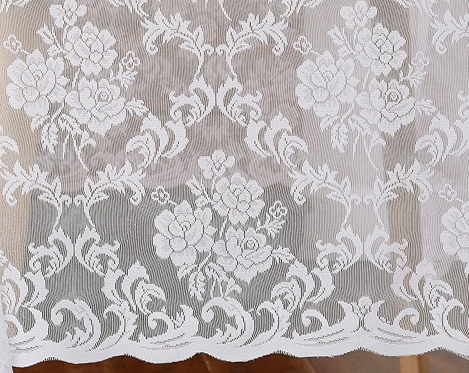 LinenZone White Rectangle Tablecloth for Rustic Vintage Decor. Sheer Lace Works Great As Wedding, Thanksgiving or Christmas Tablecloth (Mia TC 60 x 84, White)