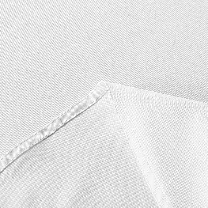 sancua Round Tablecloth - 70 Inch - Water Resistant Spill Proof Washable Polyester Table Cloth Decorative Fabric Table Cover for Dining, Buffet Parties and Camping, White(Fits 24-58 Inch Tables)