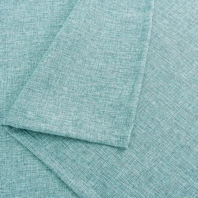 Hiasan Faux Linen Rectangle Tablecloth - Wrinkle and Stain Resistant Washable Table Cloth for Kitchen Dining Room Holiday Table Cover for Party Dinner, Aqua, 90 x 132 Inch