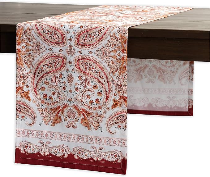Maison d' Hermine Table Runner 100% Cotton Single Layer Table Runners 90 inches Long for Thanksgiving Christmas Decorations Home Kitchen Dining Party Wedding (Orient, 14.5" x 90")
