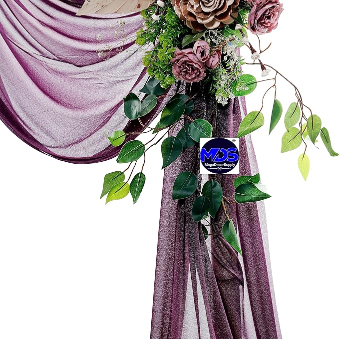MDS Halloween Chiffon Draping Fabric - 1 Panel, 30" Wide x 30ft Long - Sheer Spooky Arbor & Canopy Drapery for Haunted House Backdrops, Party Ceilings, DIY Costumes & Themed Events - Eggplant