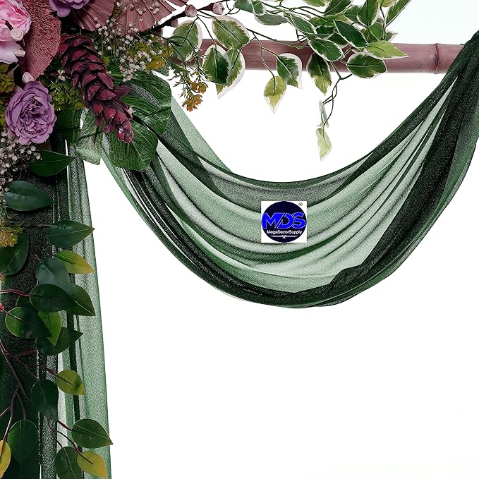 MDS Halloween Chiffon Draping Fabric - 2 Panel, 30" Wide x 75ft Long - Sheer Spooky Arbor & Canopy Drapery for Haunted House Backdrops, Party Ceilings, DIY Costumes & Themed Events - Hunter Green