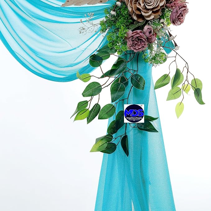MDS Halloween Chiffon Draping Fabric - 2 Panel, 30" Wide x 30ft Long - Sheer Spooky Arbor & Canopy Drapery for Haunted House Backdrops, Party Ceilings, DIY Costumes & Themed Events - Peacock Blue