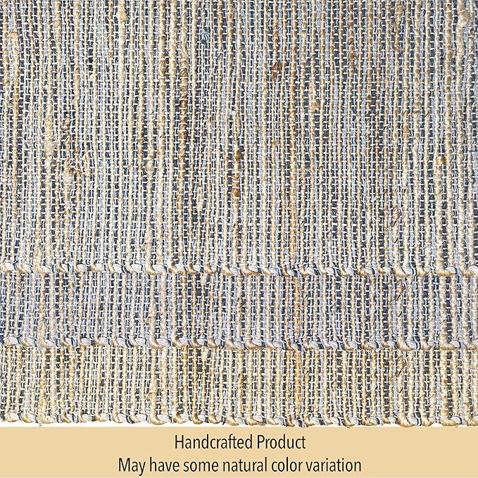 Chardin home Natural Jute Table Runner 13x90 Inch – Vintage Boho Rustic Table Decor – Handwoven Table Runner in Natural Jute and Grey – Farmhouse Dining or Console Table Accent