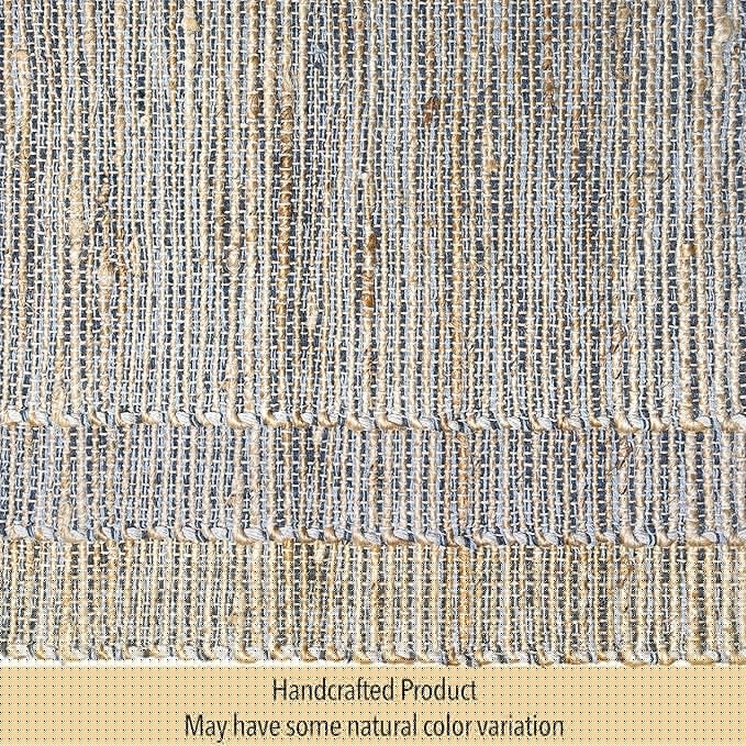 Chardin home Natural Jute Table Runner 13x48 Inch – Vintage Boho Rustic Table Decor – Handwoven Table Runner in Natural Jute and Grey – Farmhouse Dining or Console Table Accent