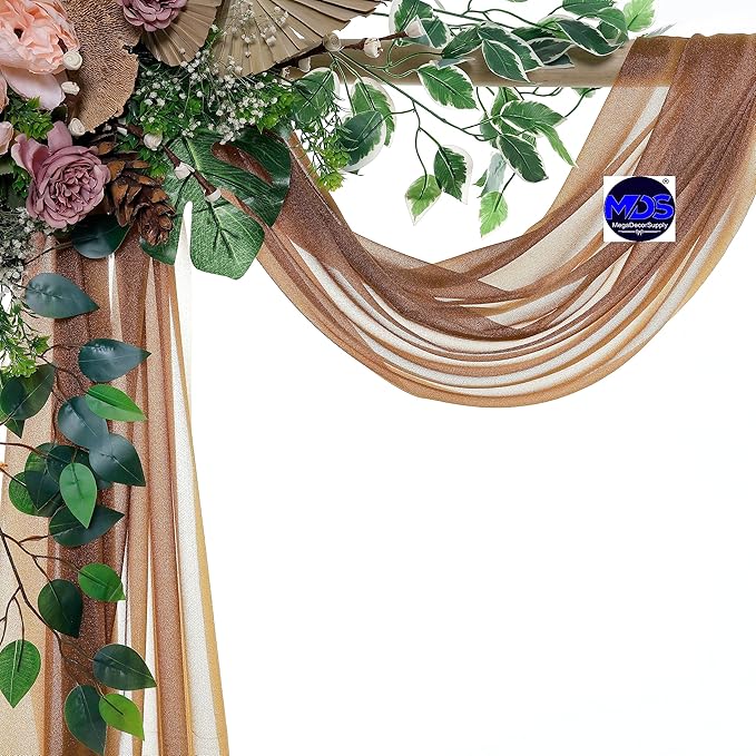 MDS Halloween Chiffon Draping Fabric - 1 Panel, 30" Wide x 100ft Long - Sheer Spooky Arbor & Canopy Drapery for Haunted House Backdrops, Party Ceilings, DIY Costumes & Themed Events - Mocha