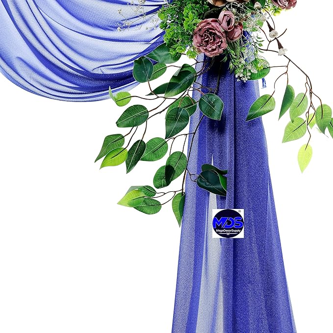 MDS Halloween Chiffon Draping Fabric - 2 Panel, 30" Wide x 30ft Long - Sheer Spooky Arbor & Canopy Drapery for Haunted House Backdrops, Party Ceilings, DIY Costumes & Themed Events - Royal Blue
