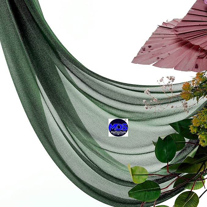 MDS Halloween Chiffon Draping Fabric - 1 Panel, 30" Wide x 50ft Long - Sheer Spooky Arbor & Canopy Drapery for Haunted House Backdrops, Party Ceilings, DIY Costumes & Themed Events - Hunter Green