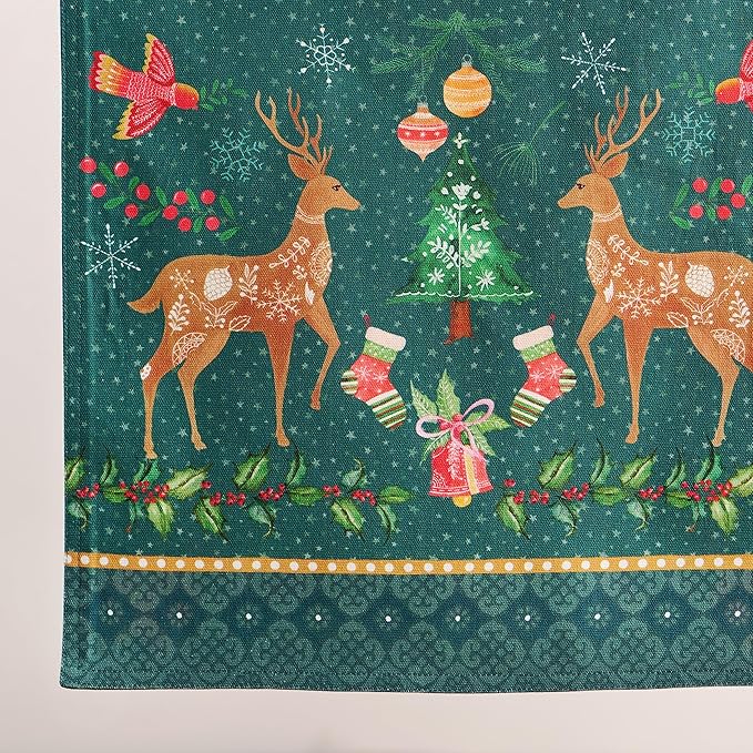Maison d' Hermine Table Runner 100% Cotton Double Layer Table Runners 72 inches Long for Thanksgiving Christmas Decorations Home Kitchen Dining Party Wedding (Hygge Christmas, 14.5" x 72")
