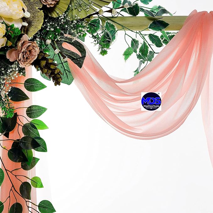 MDS Halloween Chiffon Draping Fabric - 1 Panel, 30" Wide x 75ft Long - Sheer Spooky Arbor & Canopy Drapery for Haunted House Backdrops, Party Ceilings, DIY Costumes & Themed Events - Peach