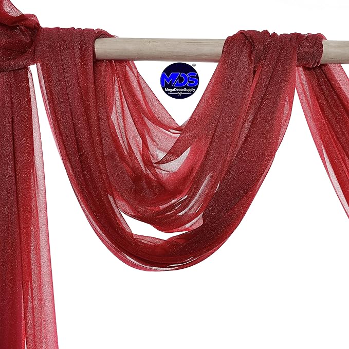 MDS Halloween Chiffon Draping Fabric - 1 Panel, 30" Wide x 20ft Long - Sheer Spooky Arbor & Canopy Drapery for Haunted House Backdrops, Party Ceilings, DIY Costumes & Themed Events - Apple Red