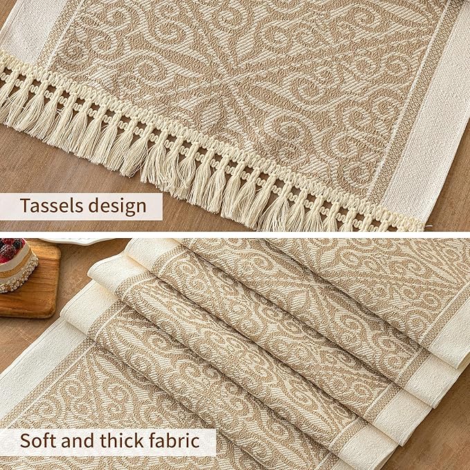Table Runners 107 Inches,Waterproof Boho Table Runner with Tassel Fringe,Table Runner for Party Coffee Table