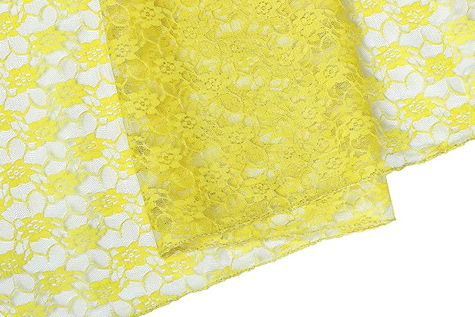 MDS Pack of 10 Wedding 12 x 108 inches Lace Table Runner for Wedding, Decorations for Birthday Parties, Banquets, Graduations, Engagements, and Runners fit Rectangle, Round Table- Yellow