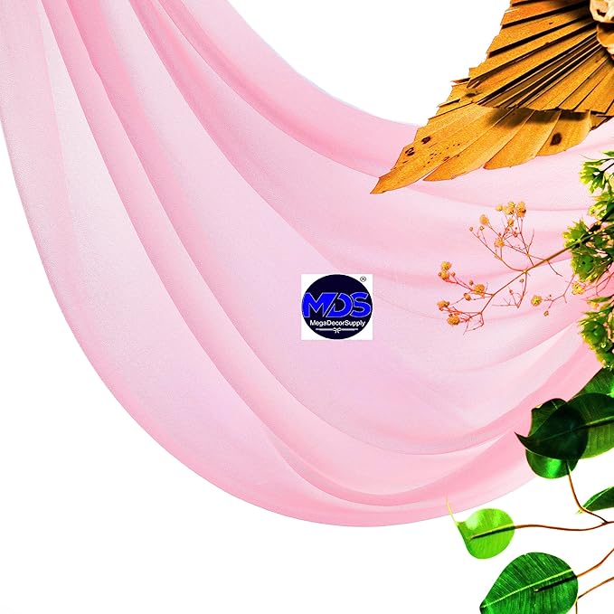 MDS Halloween Chiffon Draping Fabric - 2 Panel, 30" Wide x 100ft Long - Sheer Spooky Arbor & Canopy Drapery for Haunted House Backdrops, Party Ceilings, DIY Costumes & Themed Events - Coral