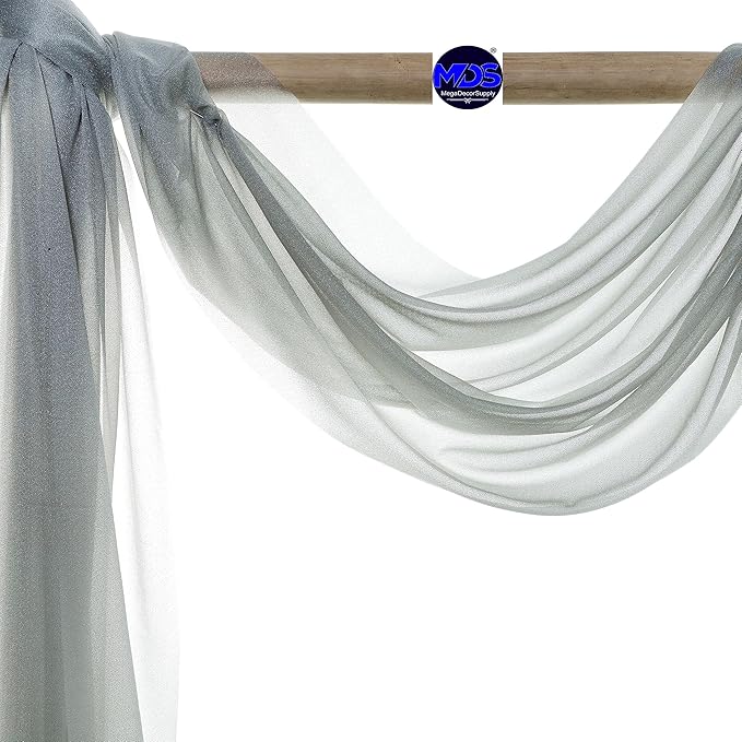 MDS Halloween Chiffon Draping Fabric - 1 Panel, 30" Wide x 30ft Long - Sheer Spooky Arbor & Canopy Drapery for Haunted House Backdrops, Party Ceilings, DIY Costumes & Themed Events - Gray