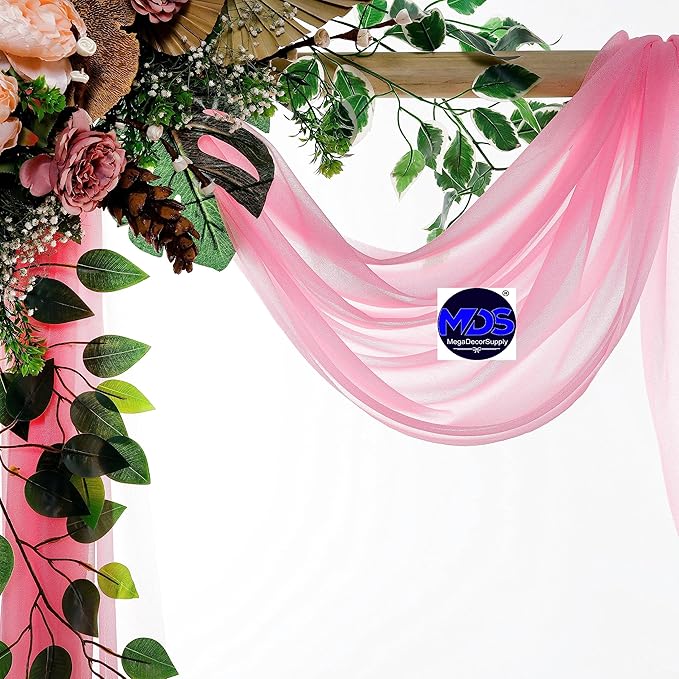 MDS Halloween Chiffon Draping Fabric - 2 Panel, 30" Wide x 100ft Long - Sheer Spooky Arbor & Canopy Drapery for Haunted House Backdrops, Party Ceilings, DIY Costumes & Themed Events - Coral