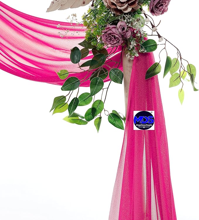 MDS Halloween Chiffon Draping Fabric - 1 Panel, 30" Wide x 20ft Long - Sheer Spooky Arbor & Canopy Drapery for Haunted House Backdrops, Party Ceilings, DIY Costumes & Themed Events - Hot Pink
