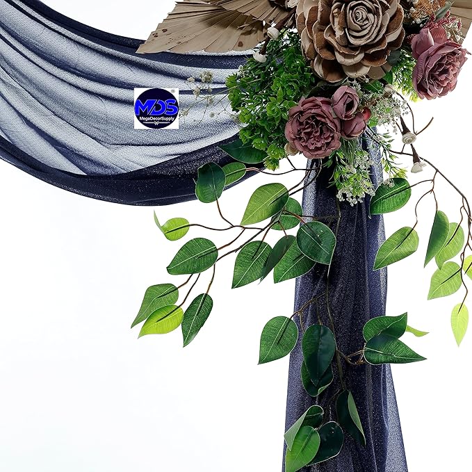 MDS Halloween Chiffon Draping Fabric - 2 Panel, 30" Wide x 20ft Long - Sheer Spooky Arbor & Canopy Drapery for Haunted House Backdrops, Party Ceilings, DIY Costumes & Themed Events - Navy Blue