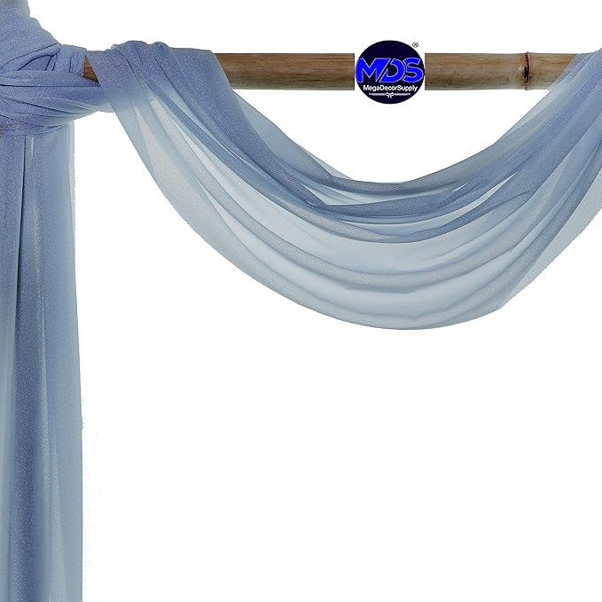 MDS Halloween Chiffon Draping Fabric - 2 Panel, 30" Wide x 30ft Long - Sheer Spooky Arbor & Canopy Drapery for Haunted House Backdrops, Party Ceilings, DIY Costumes & Themed Events - Dusty Blue