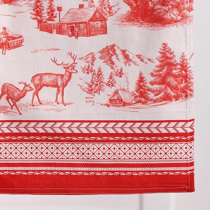 Maison d' Hermine Table Runner 100% Cotton Double Layer Table Runners 108 inches Long for Thanksgiving Christmas Decorations Home Kitchen Dining Party Wedding (Winter Jouy, 14.5" x 108")