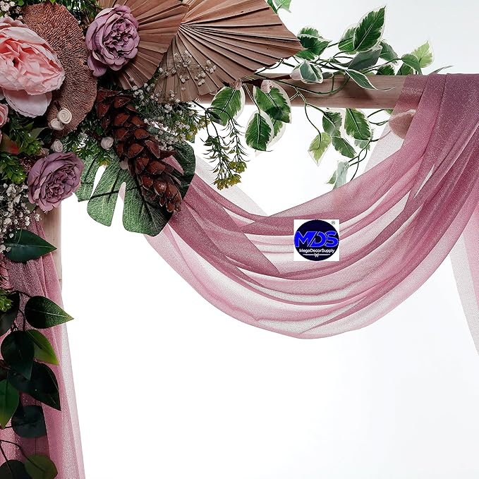 MDS Halloween Chiffon Draping Fabric - 2 Panel, 30" Wide x 20ft Long - Sheer Spooky Arbor & Canopy Drapery for Haunted House Backdrops, Party Ceilings, DIY Costumes & Themed Events - Mauva