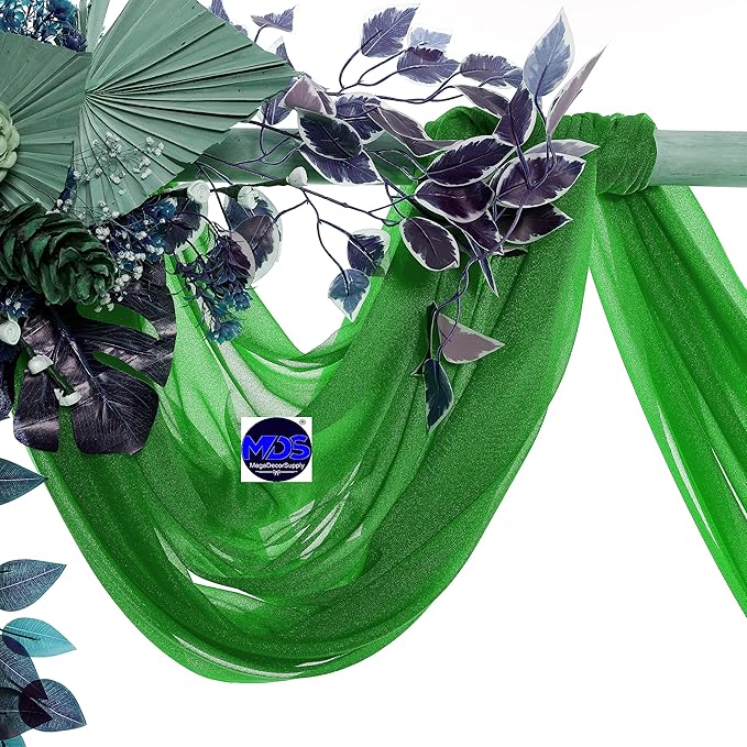 MDS Halloween Chiffon Draping Fabric - 1 Panel, 30" Wide x 75ft Long - Sheer Spooky Arbor & Canopy Drapery for Haunted House Backdrops, Party Ceilings, DIY Costumes & Themed Events - Green