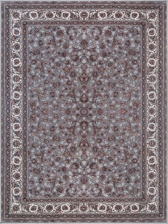 Bloom Rugs Washable Non-Slip 6' x 9' Rug - Slate Gray Traditional Oriental Area Rug for Living Room, Bedroom, Dining Room, and Kitchen - Exact Size: 6' x 9'