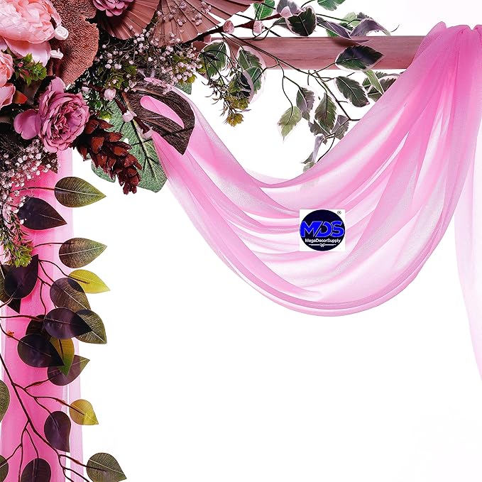 MDS Halloween Chiffon Draping Fabric - 2 Panel, 30" Wide x 30ft Long - Sheer Spooky Arbor & Canopy Drapery for Haunted House Backdrops, Party Ceilings, DIY Costumes & Themed Events - Bubblegum Pink