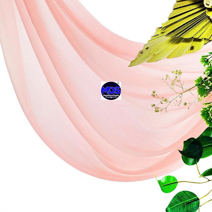 MDS Halloween Chiffon Draping Fabric - 2 Panel, 30" Wide x 75ft Long - Sheer Spooky Arbor & Canopy Drapery for Haunted House Backdrops, Party Ceilings, DIY Costumes & Themed Events - Peach