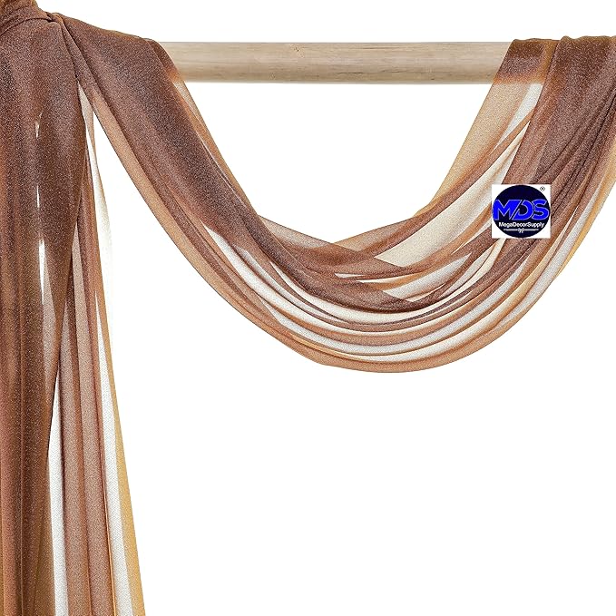 MDS Halloween Chiffon Draping Fabric - 1 Panel, 30" Wide x 100ft Long - Sheer Spooky Arbor & Canopy Drapery for Haunted House Backdrops, Party Ceilings, DIY Costumes & Themed Events - Mocha