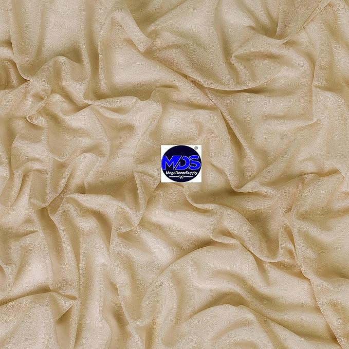 MDS Halloween Chiffon Draping Fabric - 1 Panel, 30" Wide x 50ft Long - Sheer Spooky Arbor & Canopy Drapery for Haunted House Backdrops, Party Ceilings, DIY Costumes & Themed Events - Champagne Gold